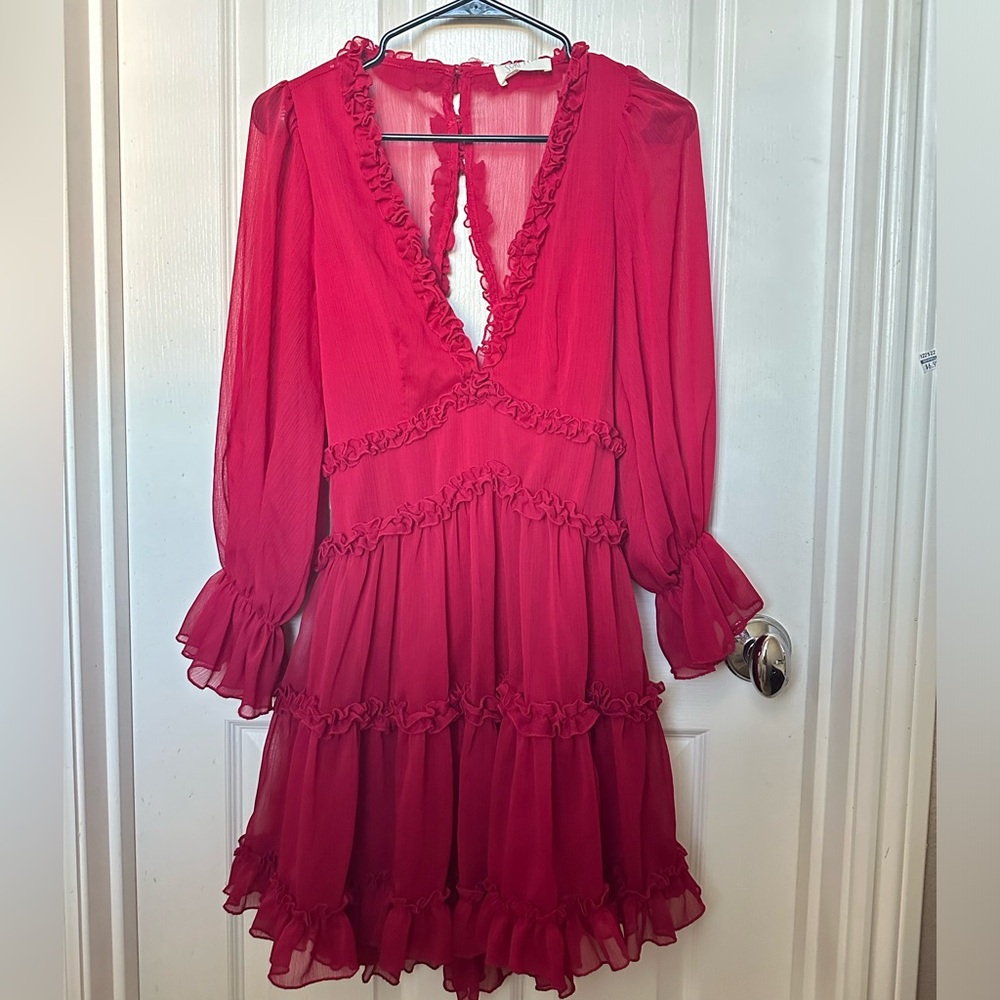 Elegant Boho Red Ruffled Dress